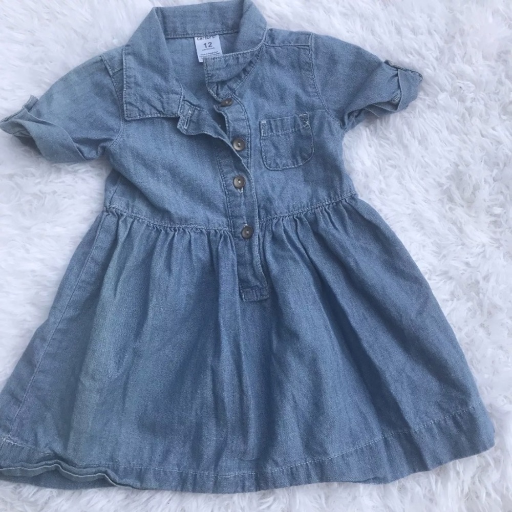 Toddler Chambray Denim Shirt Dress 12m Carter’s